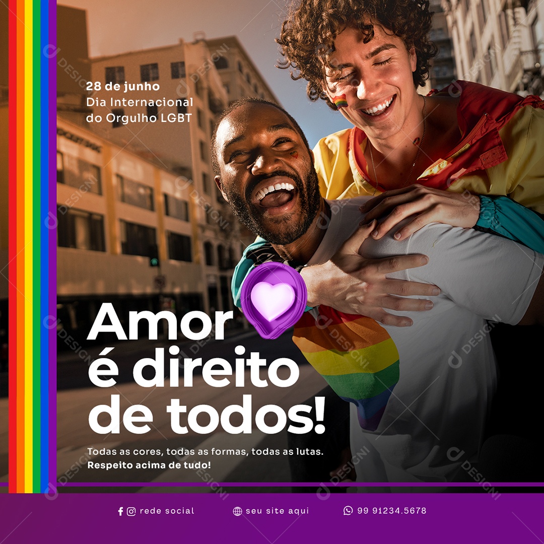 Social Media Respeito Acima De Tudo Dia Do Orgulho LGBT PSD Editável