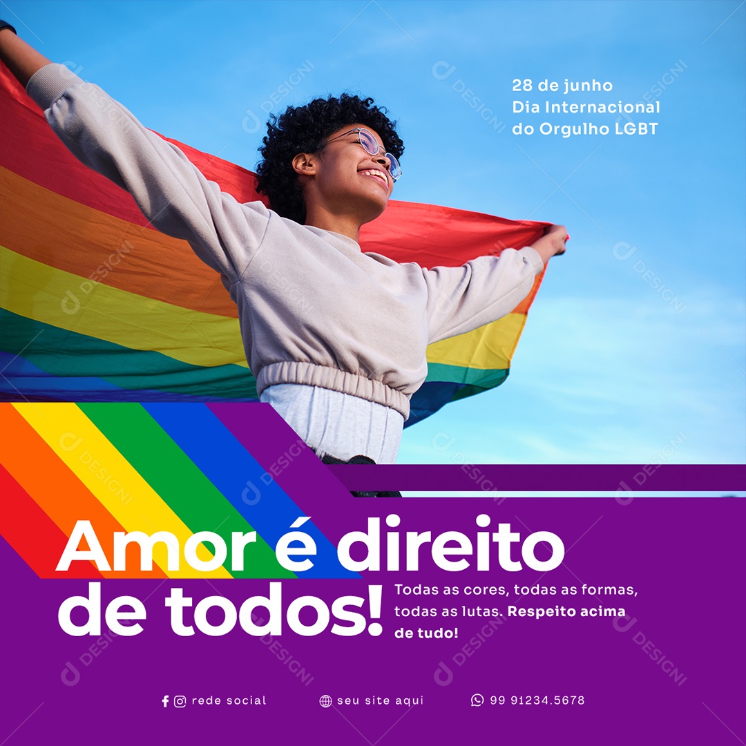 Social Media Dia Internacional Do Orgulho LGBT Amor é Direito De Todos PSD Editável