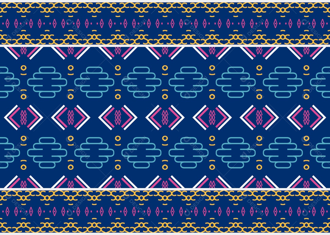 Padrão Tribal Tradicional Estilo Asteca Azul Moderno Vetor EPS