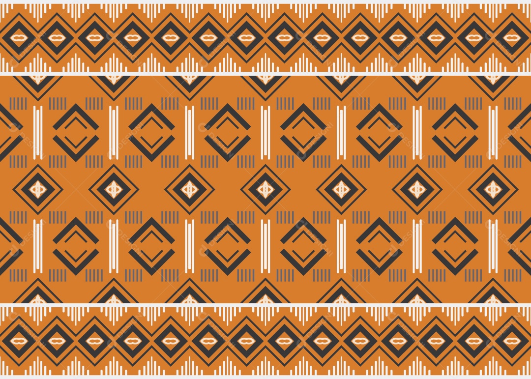 Padrão Tribal Tradicional Estilo Asteca Laranjado Moderno Vetor EPS
