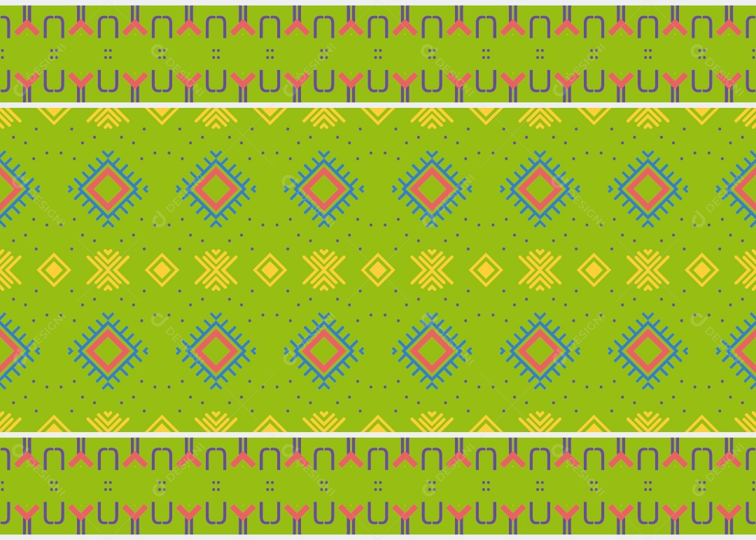 Padrão Tribal Tradicional Estilo Asteca Verde Moderno Vetor EPS