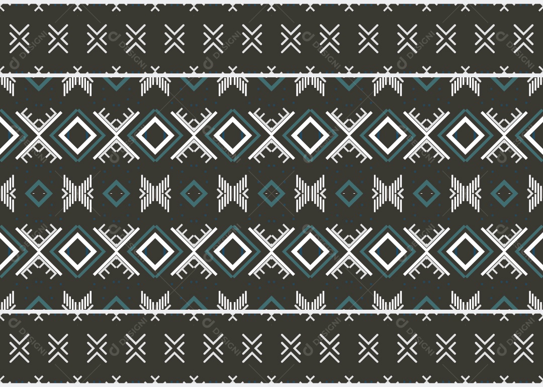 Padrão Tribal Tradicional Estilo Asteca Colorido Moderno Vetor EPS