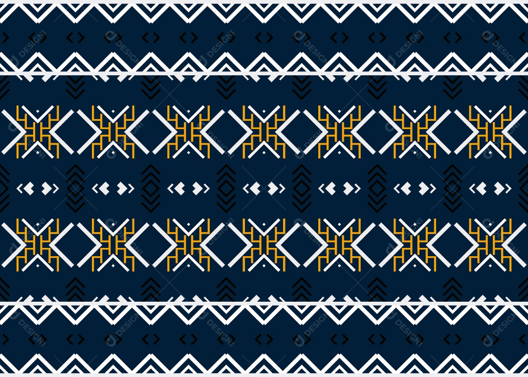 Padrão Tribal Tradicional Estilo Asteca Azul e Branco Moderno Vetor EPS