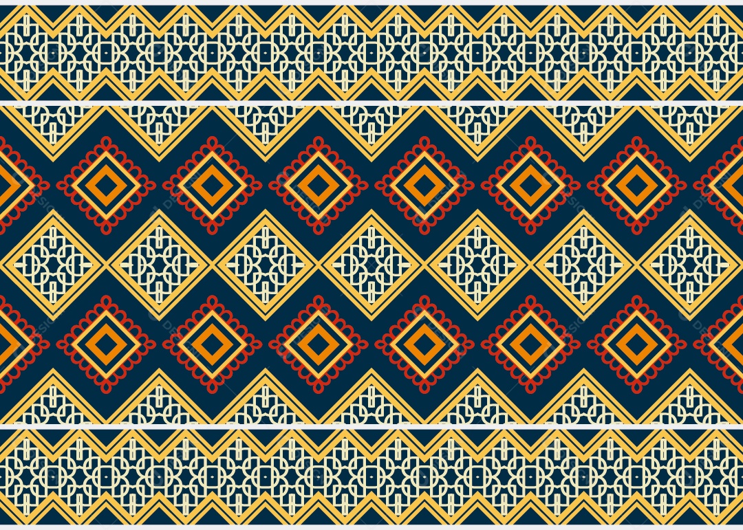 Padrão Tribal Tradicional Estilo Asteca Colorido Moderno Vetor EPS