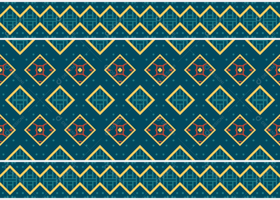 Padrão Tribal Tradicional Estilo Asteca Colorido Moderno Vetor EPS