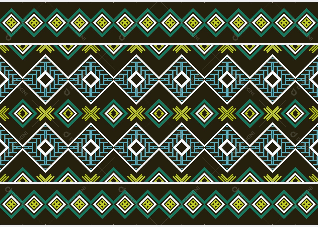 Padrão Tribal Tradicional Estilo Asteca Colorido Moderno Vetor EPS