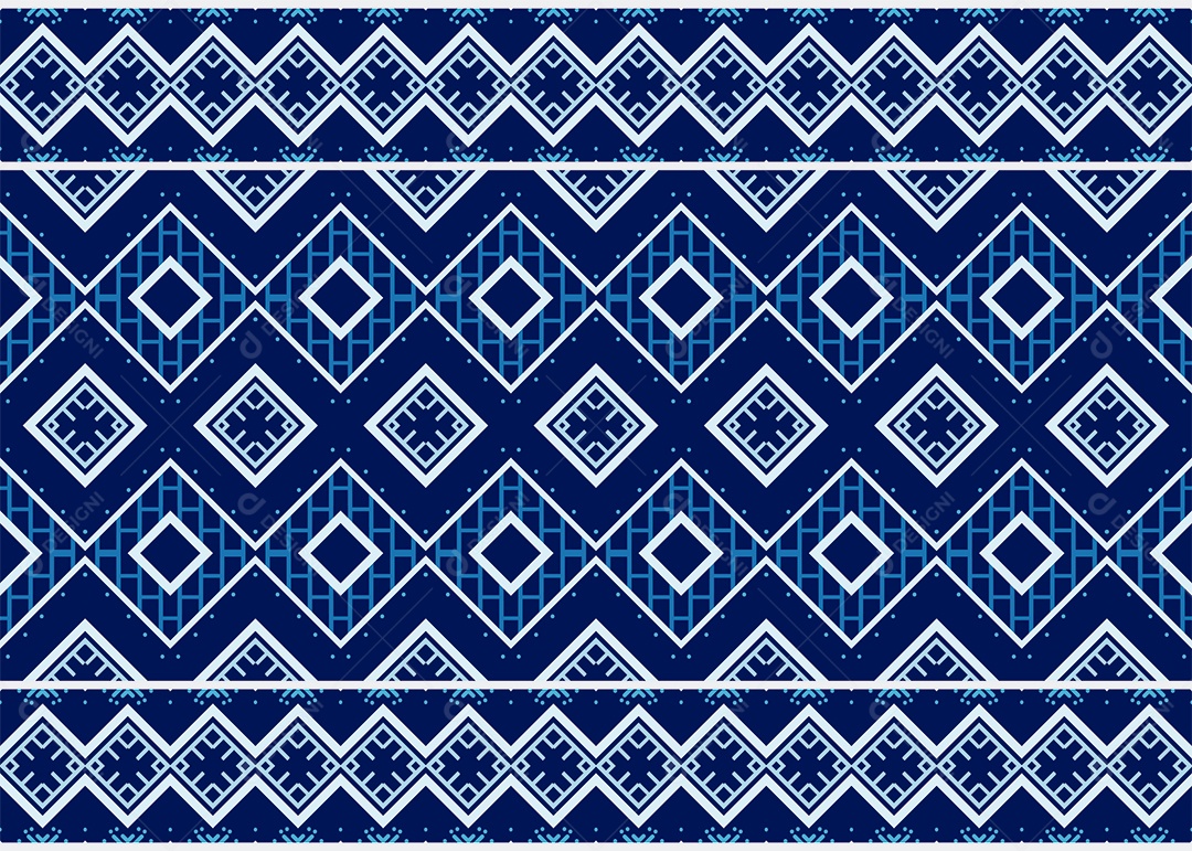 Padrão Tribal Tradicional Estilo Asteca Branco e Azul Moderno Vetor EPS