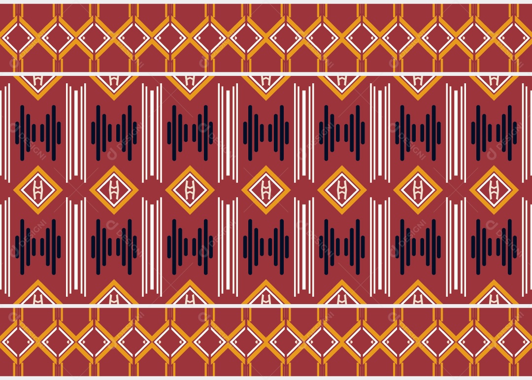 Padrão Tribal Tradicional Estilo Asteca Colorido Moderno Vetor EPS