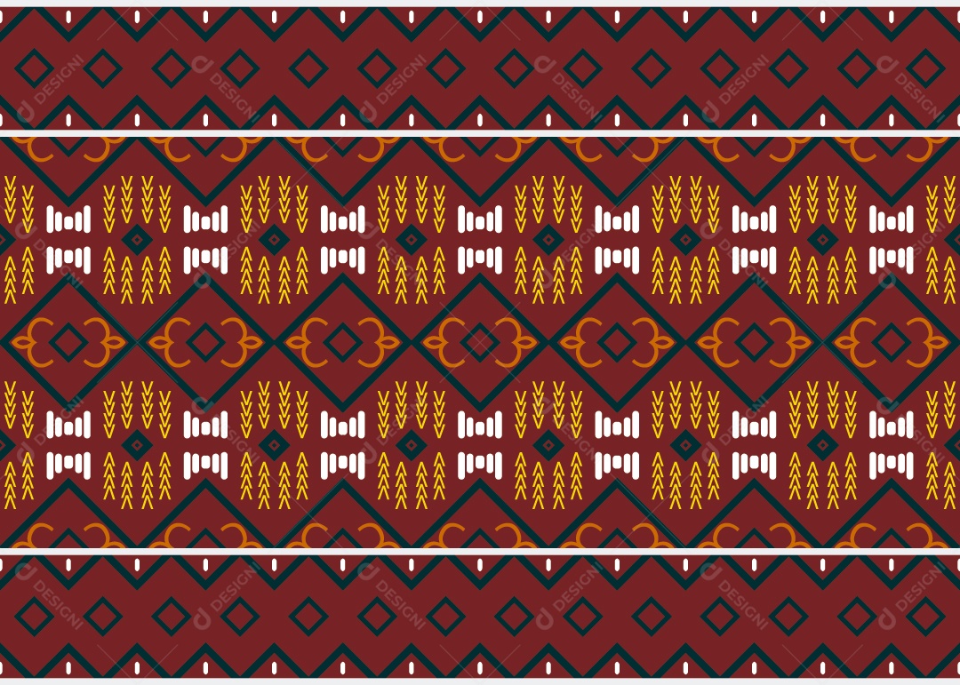 Padrão Tribal Tradicional Estilo Asteca Colorido Moderno Vetor EPS