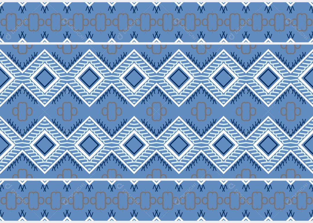 Padrão Tribal Tradicional Estilo Asteca Azul Moderno Vetor EPS