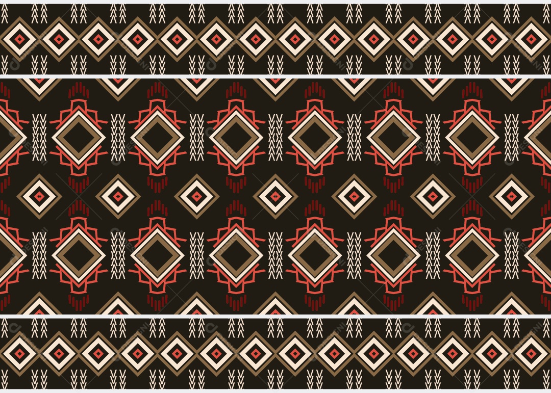 Padrão Tribal Tradicional Estilo Asteca Colorido Moderno Vetor EPS