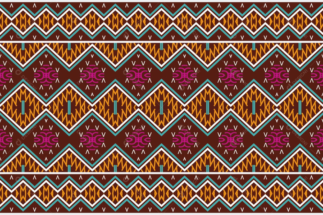 Padrão Tribal Tradicional Estilo Asteca Colorido Moderno Vetor EPS