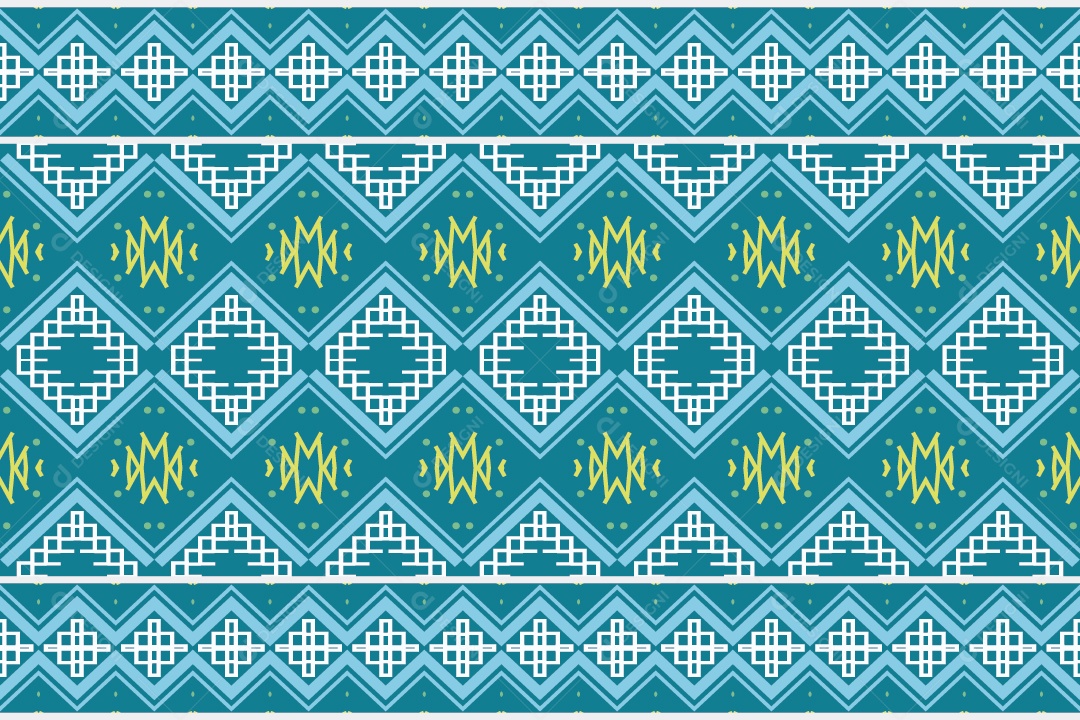 Padrão Tribal Tradicional Estilo Asteca Azul Moderno Vetor EPS