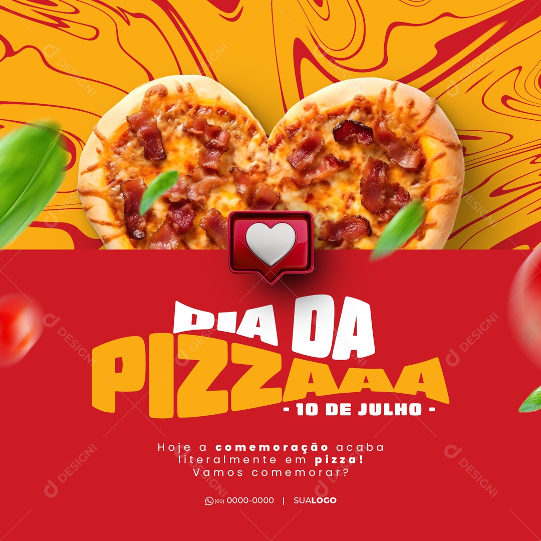 Dia da Pizza 10 de Julho Pizzaria Social Media PSD Editável