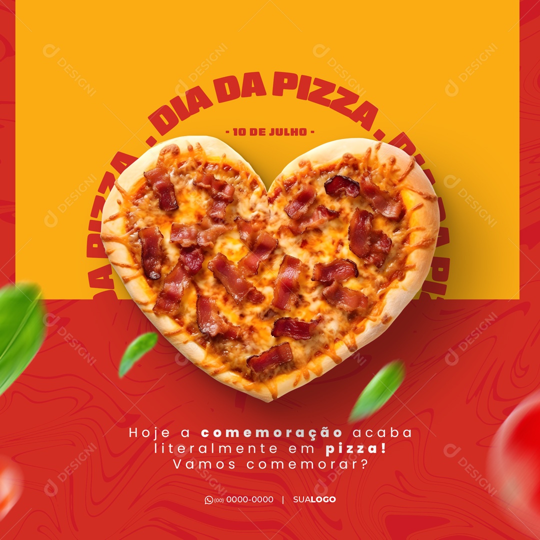 Dia da Pizza 10 de Julho Pizzaria Social Media PSD Editável