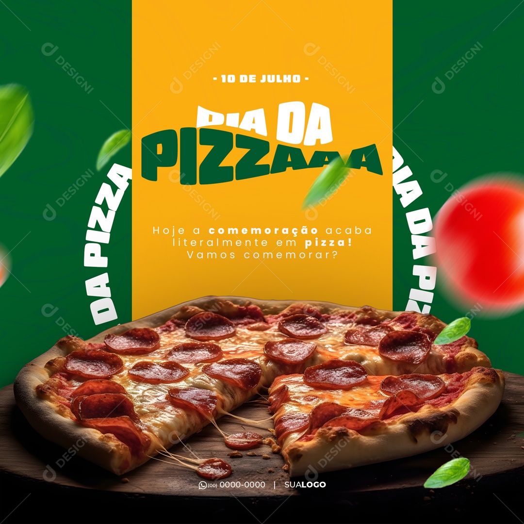 Dia da Pizza 10 de Julho Pizzaria Social Media PSD Editável