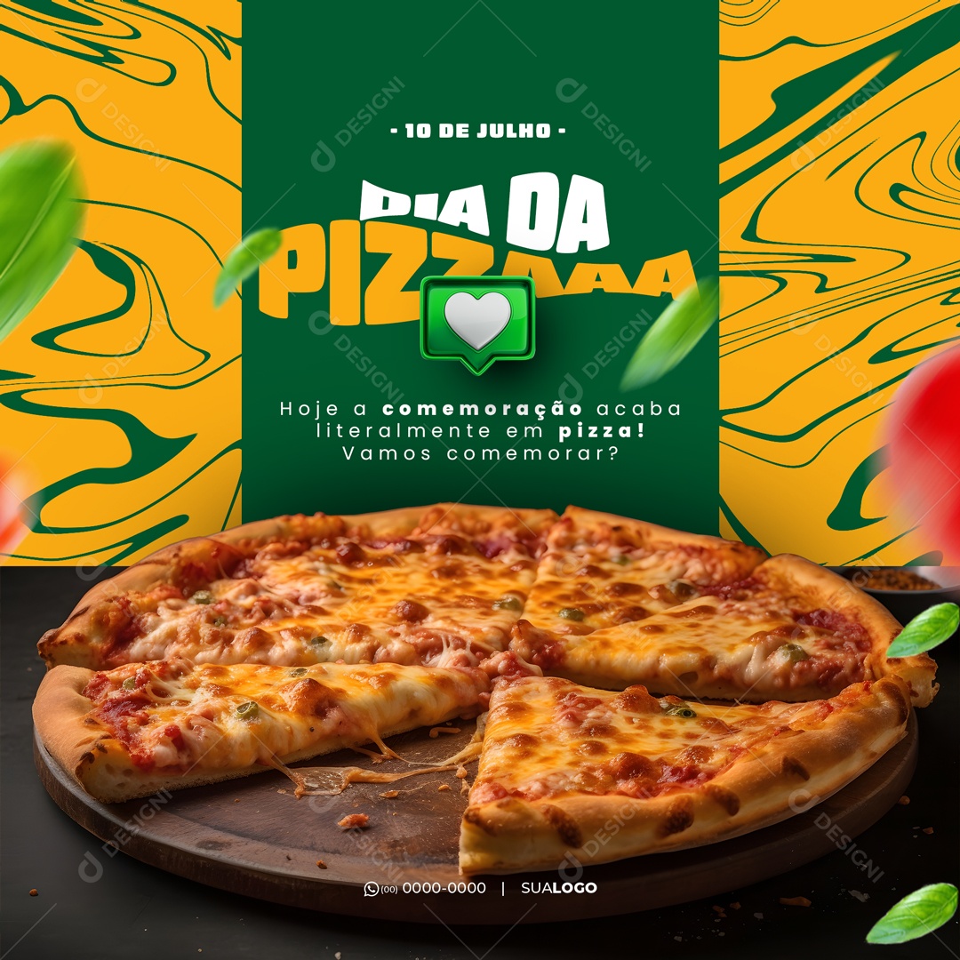 Dia da Pizza 10 de Julho Pizzaria Social Media PSD Editável