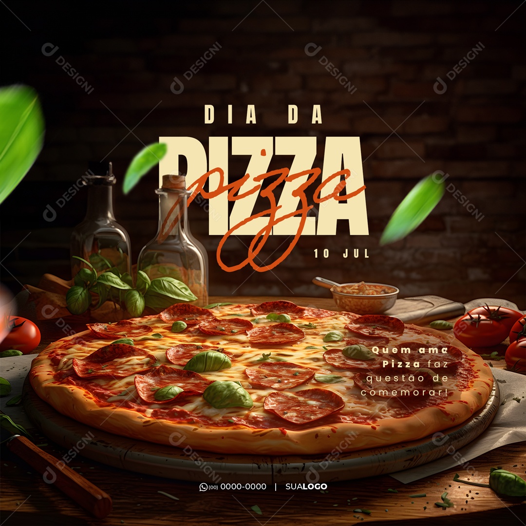 Dia da Pizza 10 de Julho Pizzaria Social Media PSD Editável