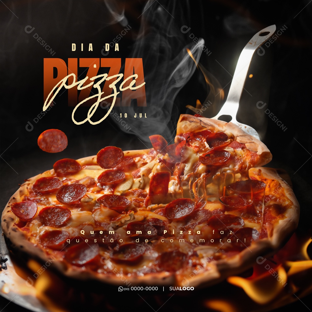 Dia da Pizza 10 de Julho Pizzaria Social Media PSD Editável