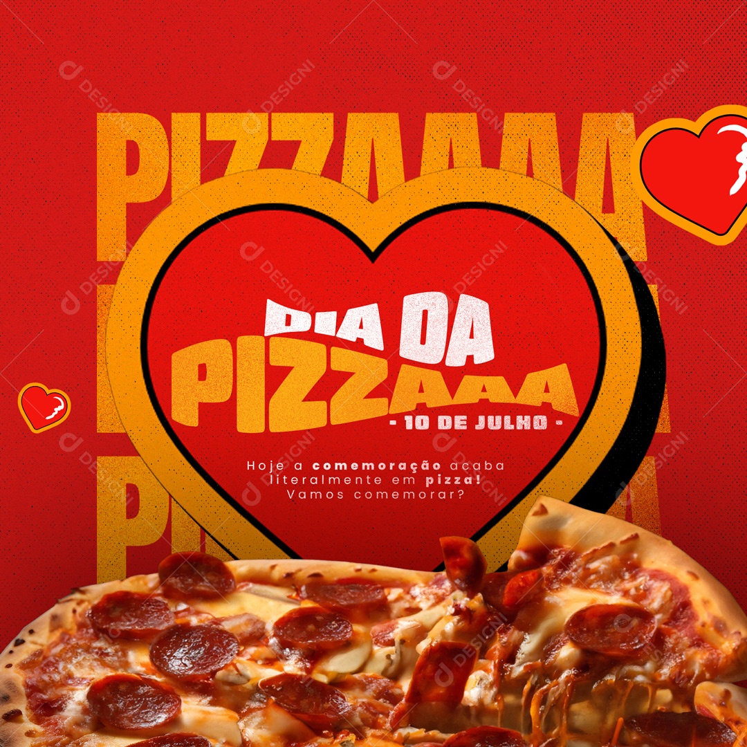 Dia da Pizza 10 de Julho Pizzaria Social Media PSD Editável