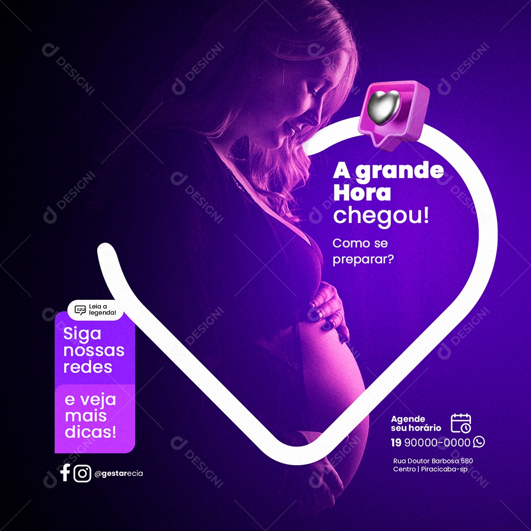 A Grande Hora Chegou Como Se Preparar Gestante Social Media PSD Editável