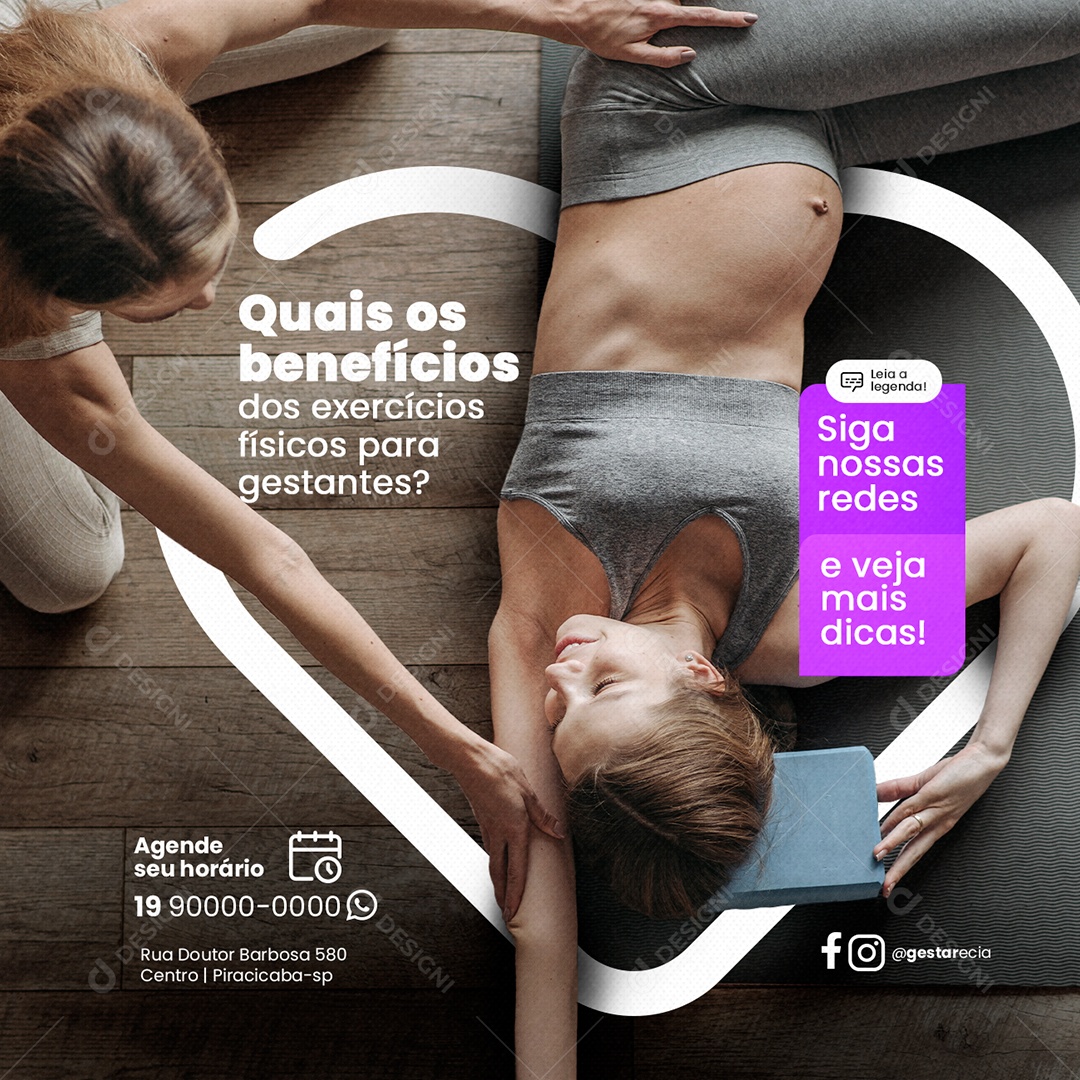 Quais Os Benefícios Dos Exercícios Físicos Para Gestantes Social Media PSD Editável