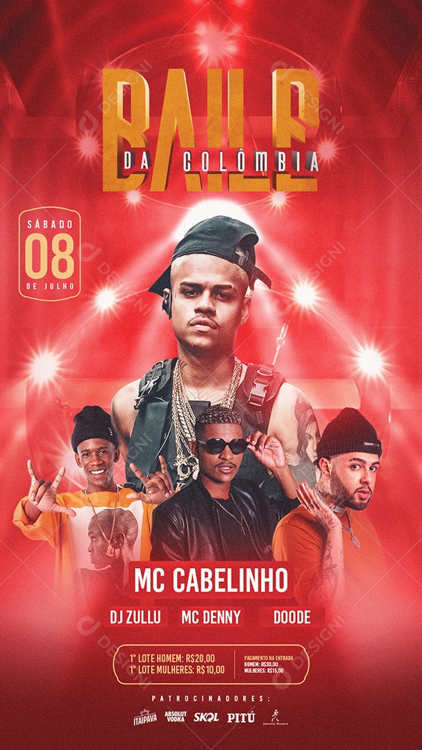 Social Media Flyer Story Baile Da Colômbia Sábado PSD Editável