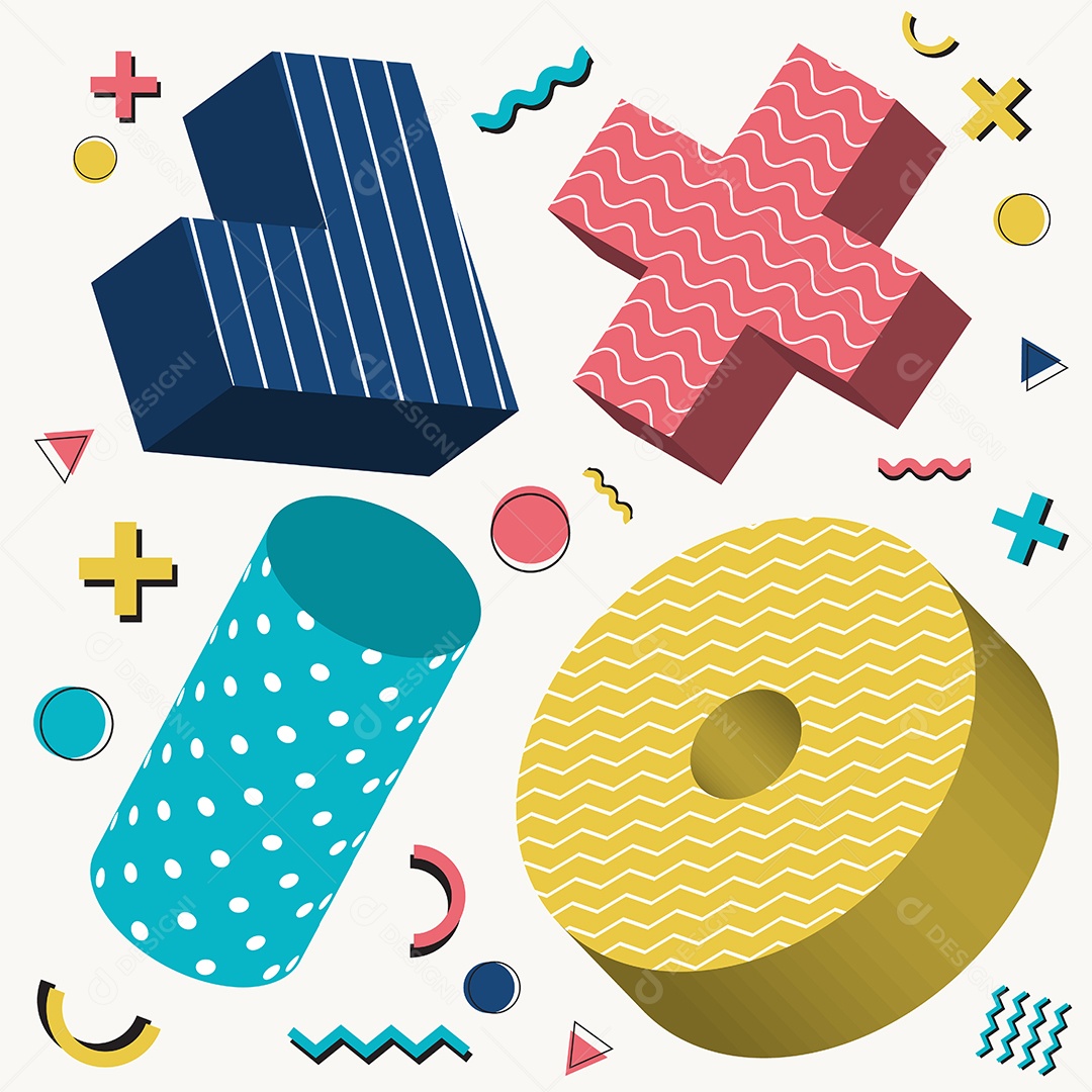 Objetos 3D Abstratos Vetor EPS