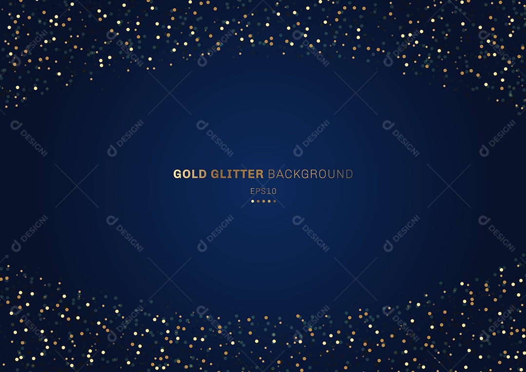 Background Círculos de Glitter Dourados Azul Escuro Vetor EPS