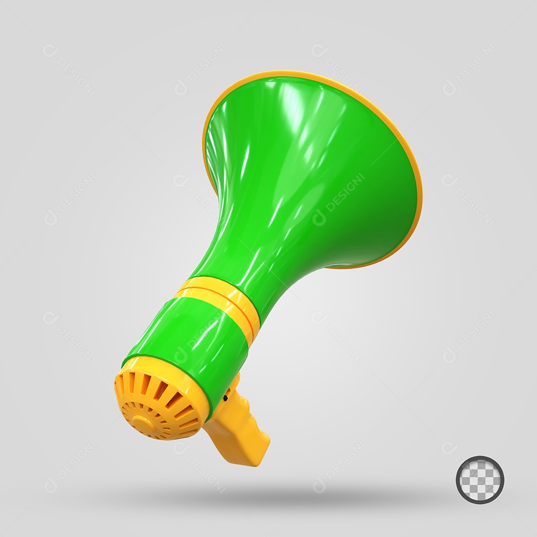 Megafone Verde e Amarelo Elemento 3D Para Composição PSD