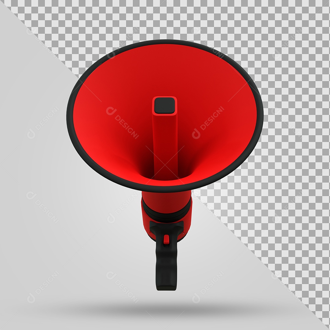 Megafone Vermelho e Preto Elemento 3D Para Composição PSD