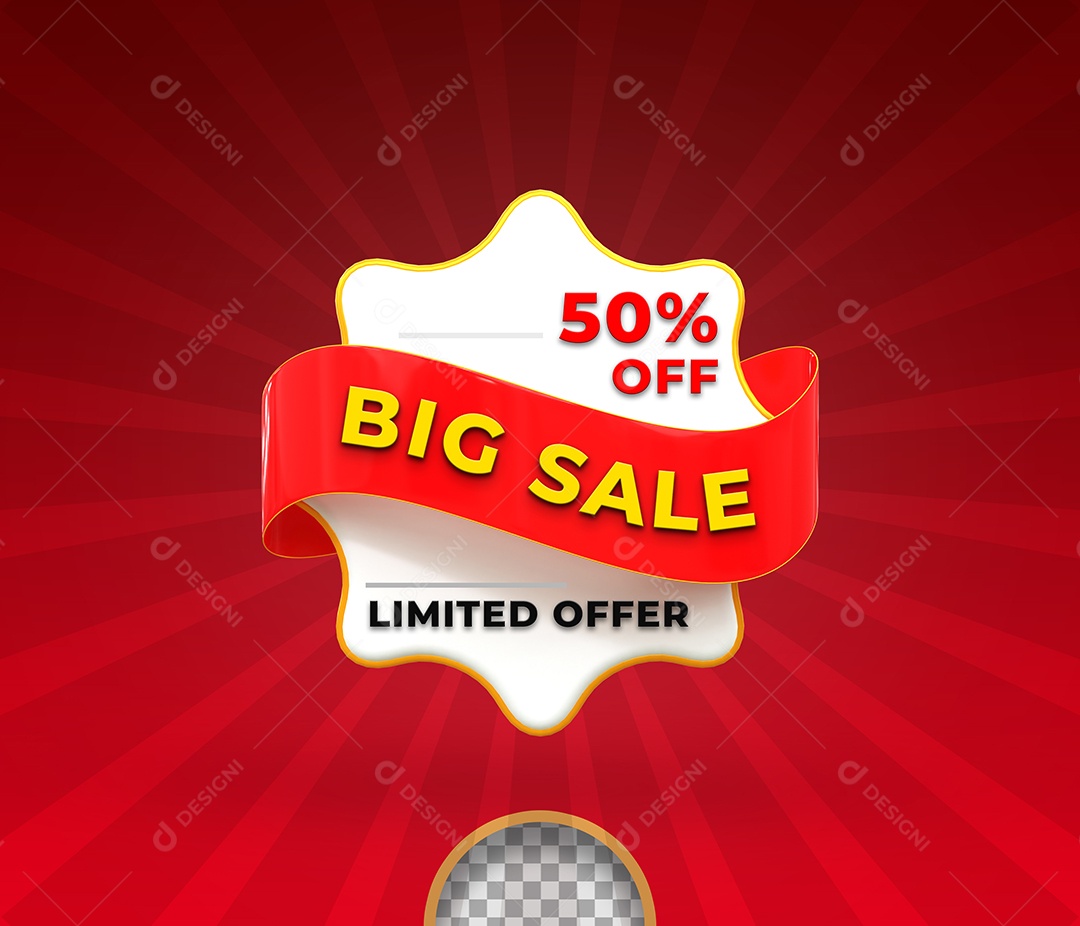 Selo de Desconto 3D Para Composição PSD