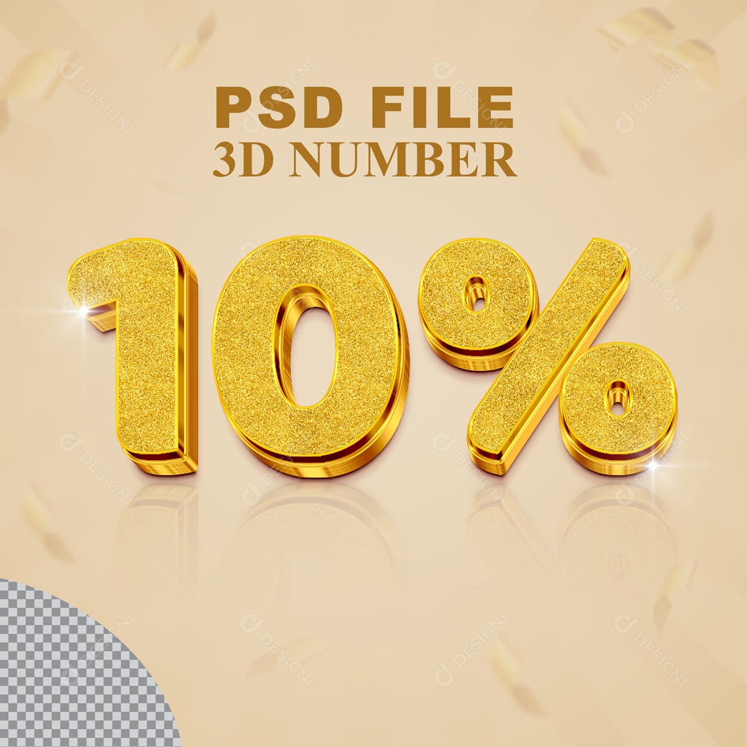 Número 3D 10% Para Composição PSD