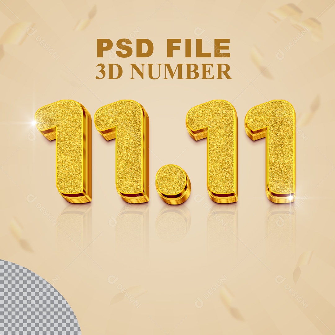 Número 11.11 3D Para Composição PSD