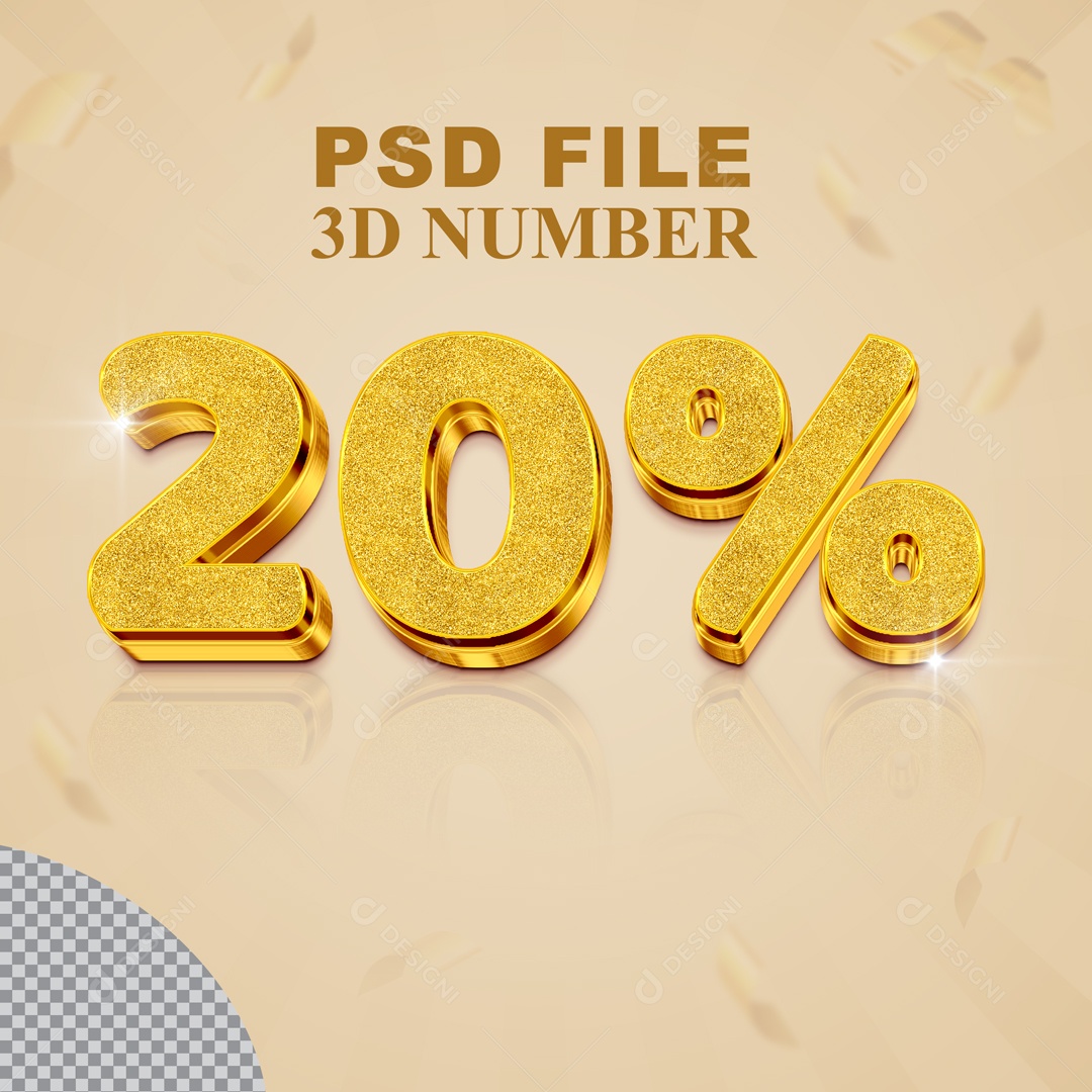 Número 3D 20% Para Composição PSD