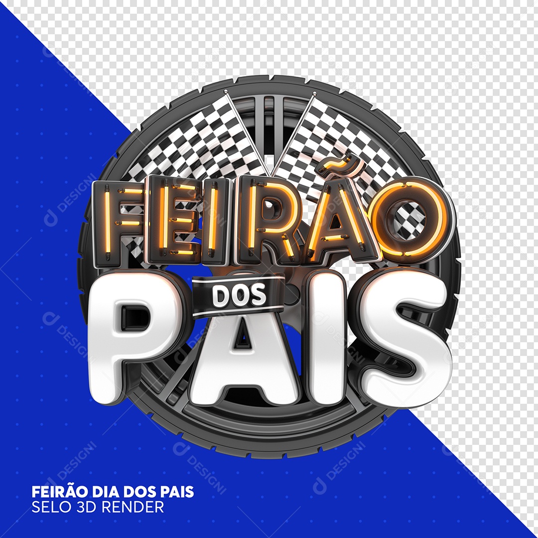 Selo 3D Feirão Dos Pais Pneu De Carro Para Composição PSD