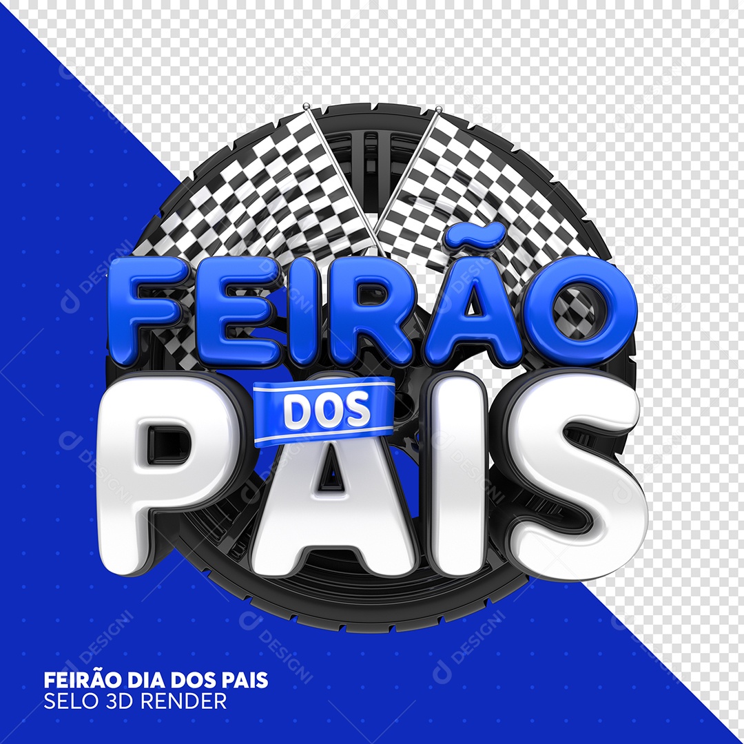 Selo 3D Azul Feirão Dos Pais Para Composição PSD