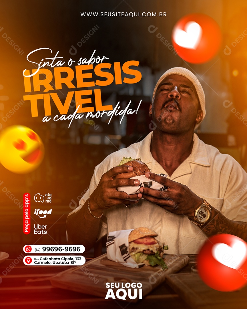 Sinta o Sabor Irresistível a Cada Mordida Social Media PSD Editável