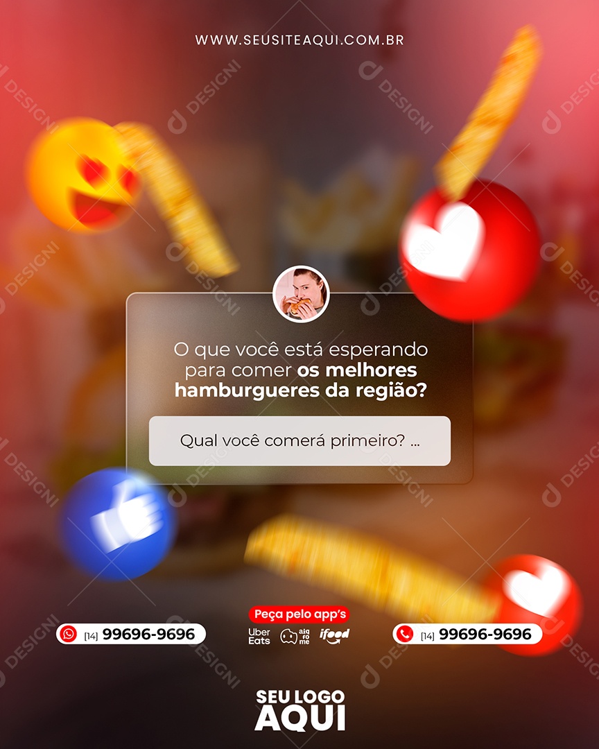 Caixa De Pergunta Os Melhores Hamburgueres Da Região Social Media PSD Editável