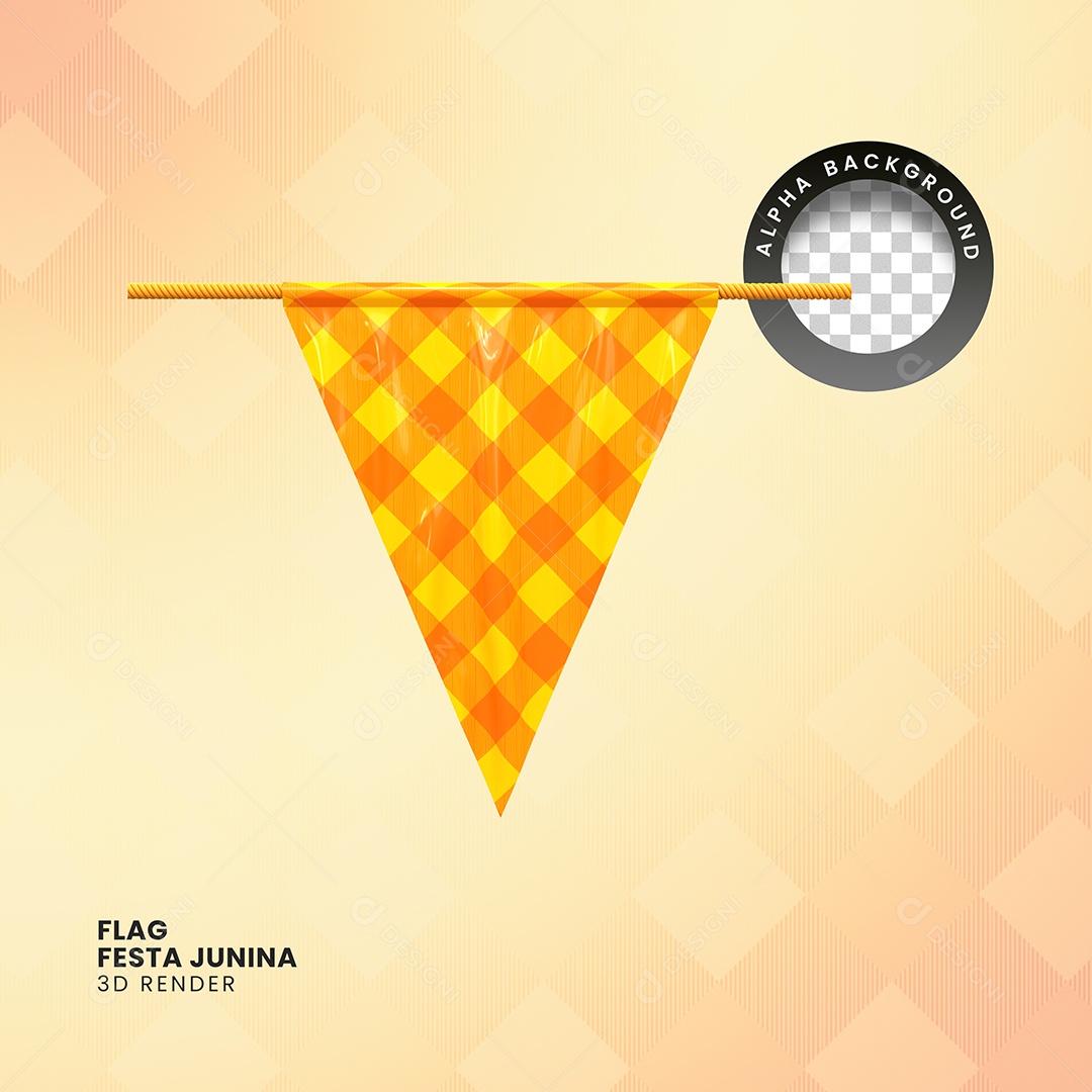 Bandeira de São João Amarela Elemento 3D Para Composição PSD