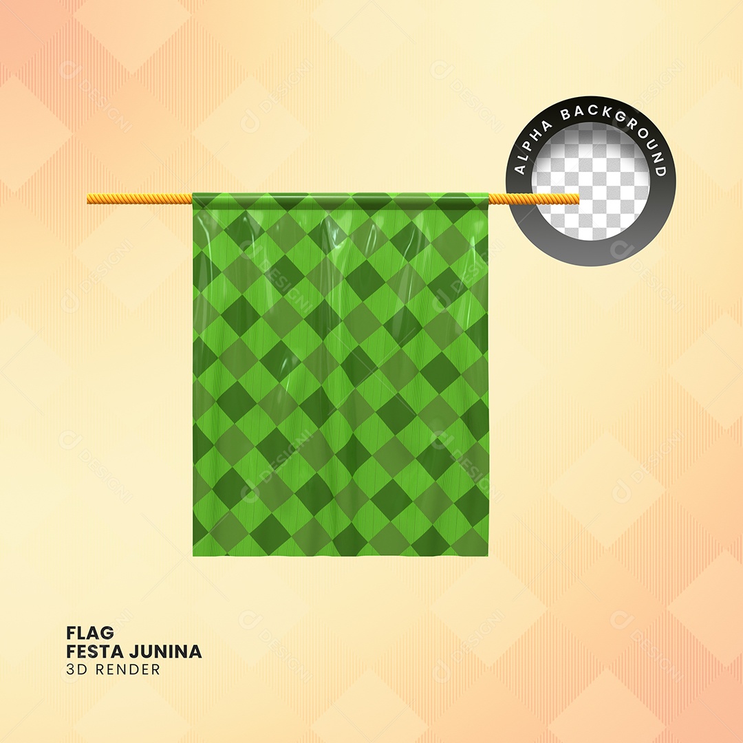 Bandeira de São João Verde Elemento 3D Para Composição PSD