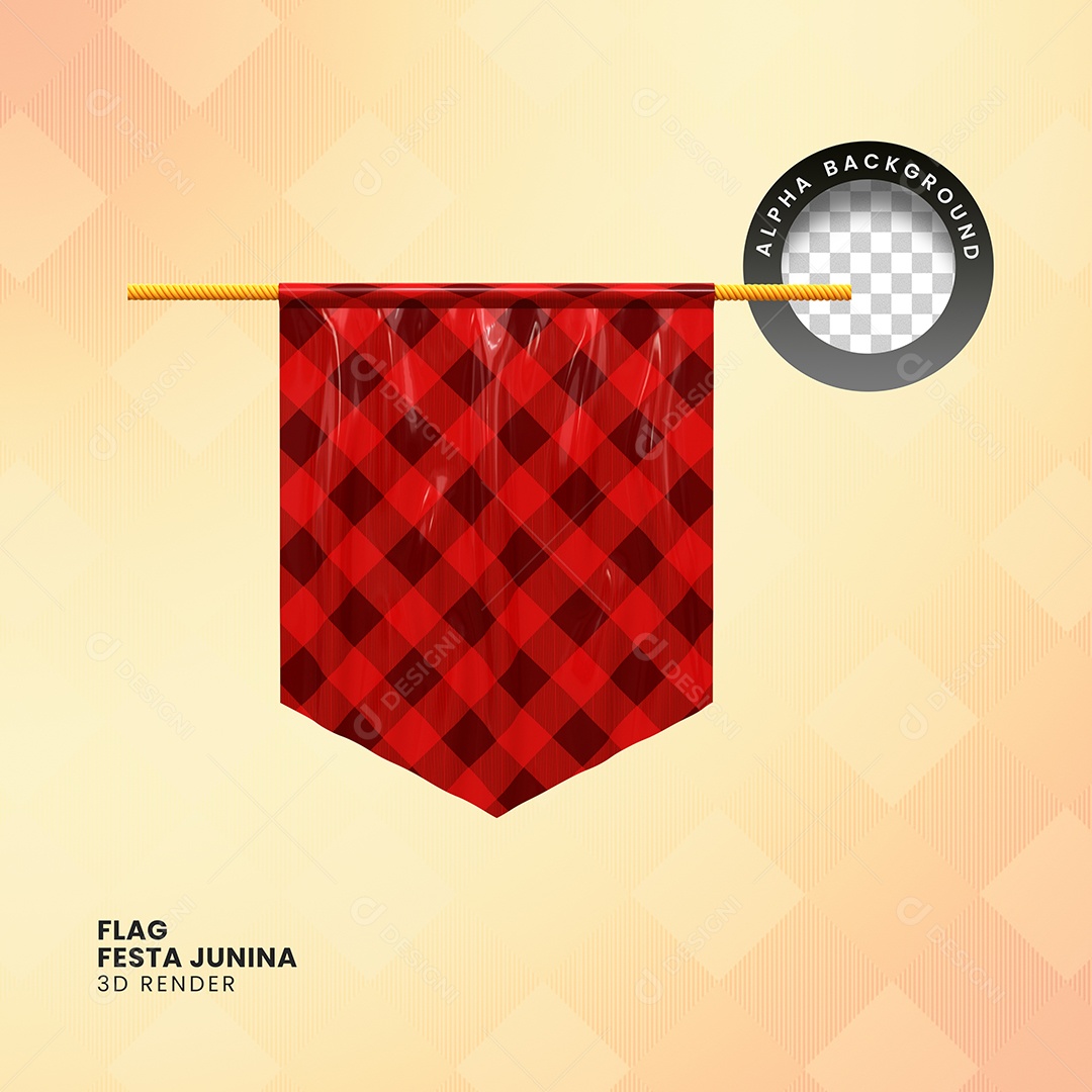 Bandeira de São João Amarela Elemento 3D Para Composição PSD