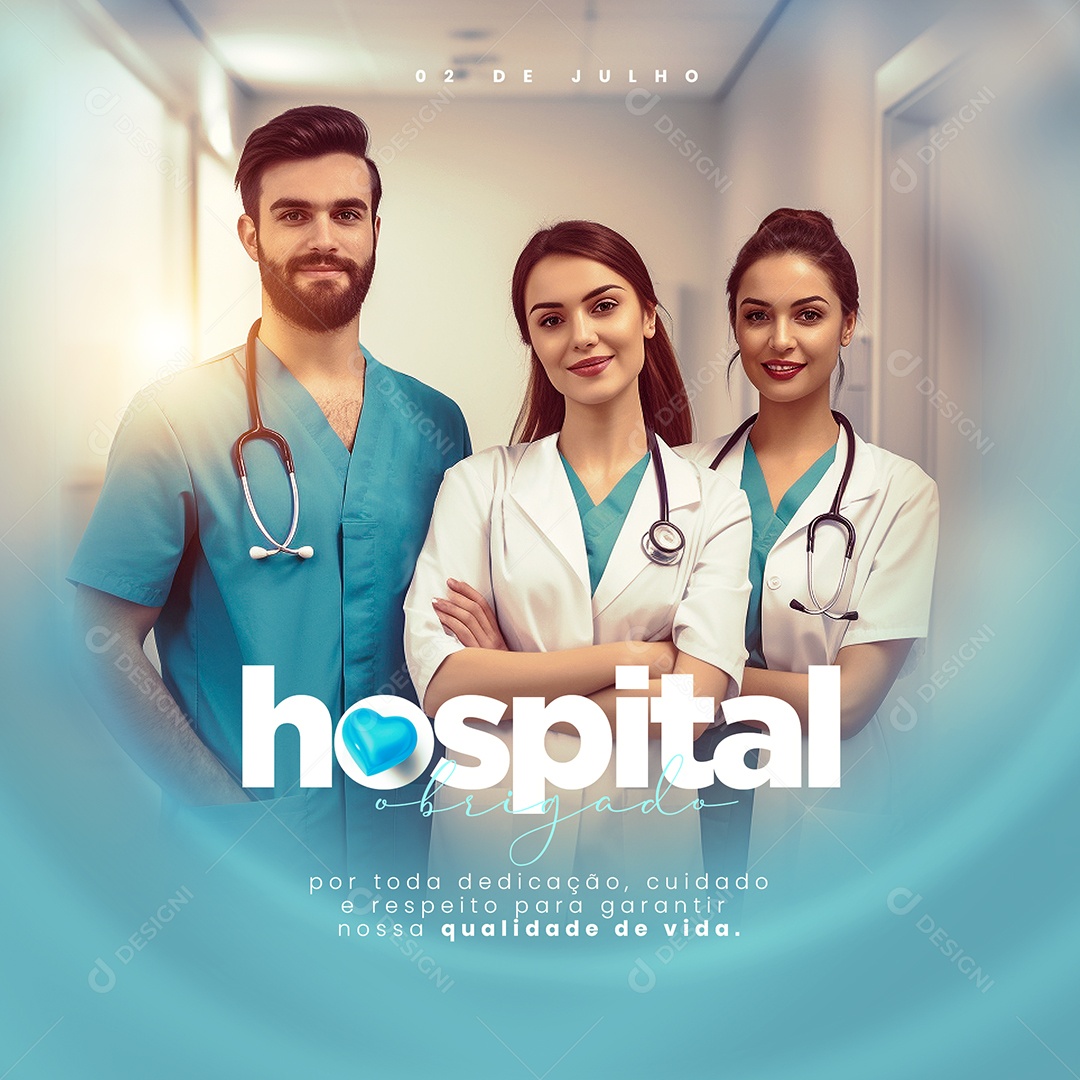 Social Media 02 De Julho Hospital Garantir Nossa Qualidade De Vida PSD Editável