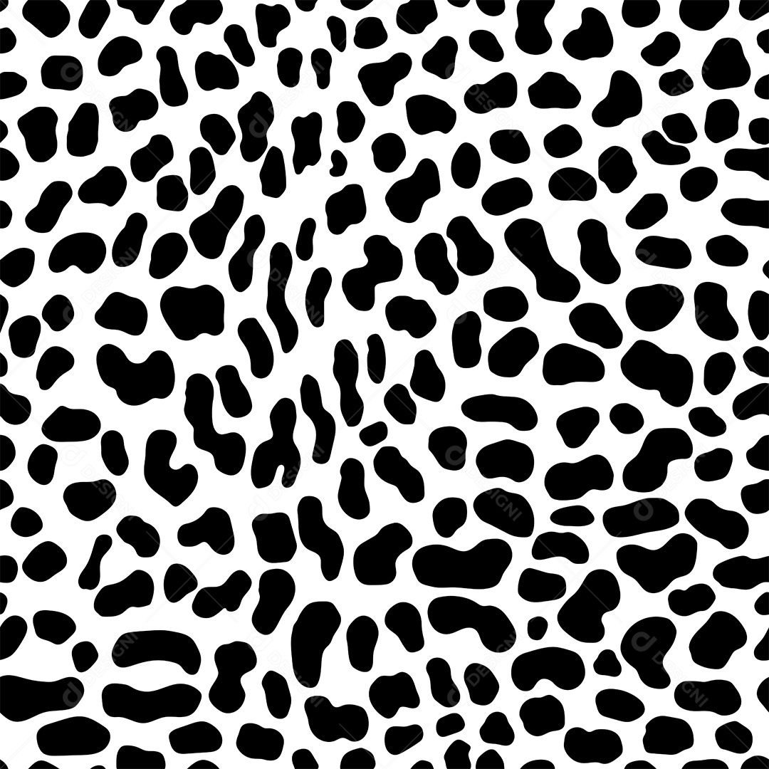 Estampado De Pelagem De Animal Onça Pintada Preto e Branco Vetor EPS