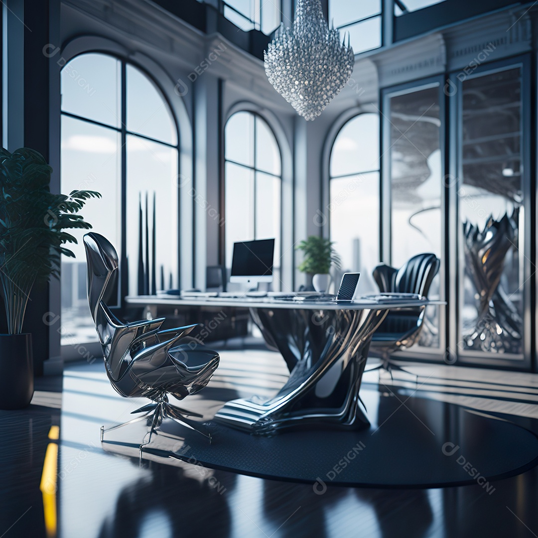 Escritório de luxo branco