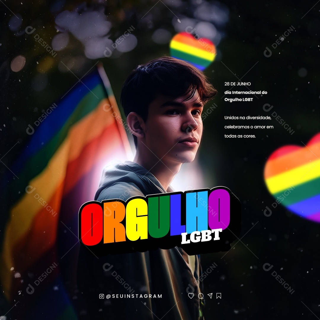 Unidos Na Diversidade Dia Internacional Do Orgulho LGBT Social Media PSD Editável