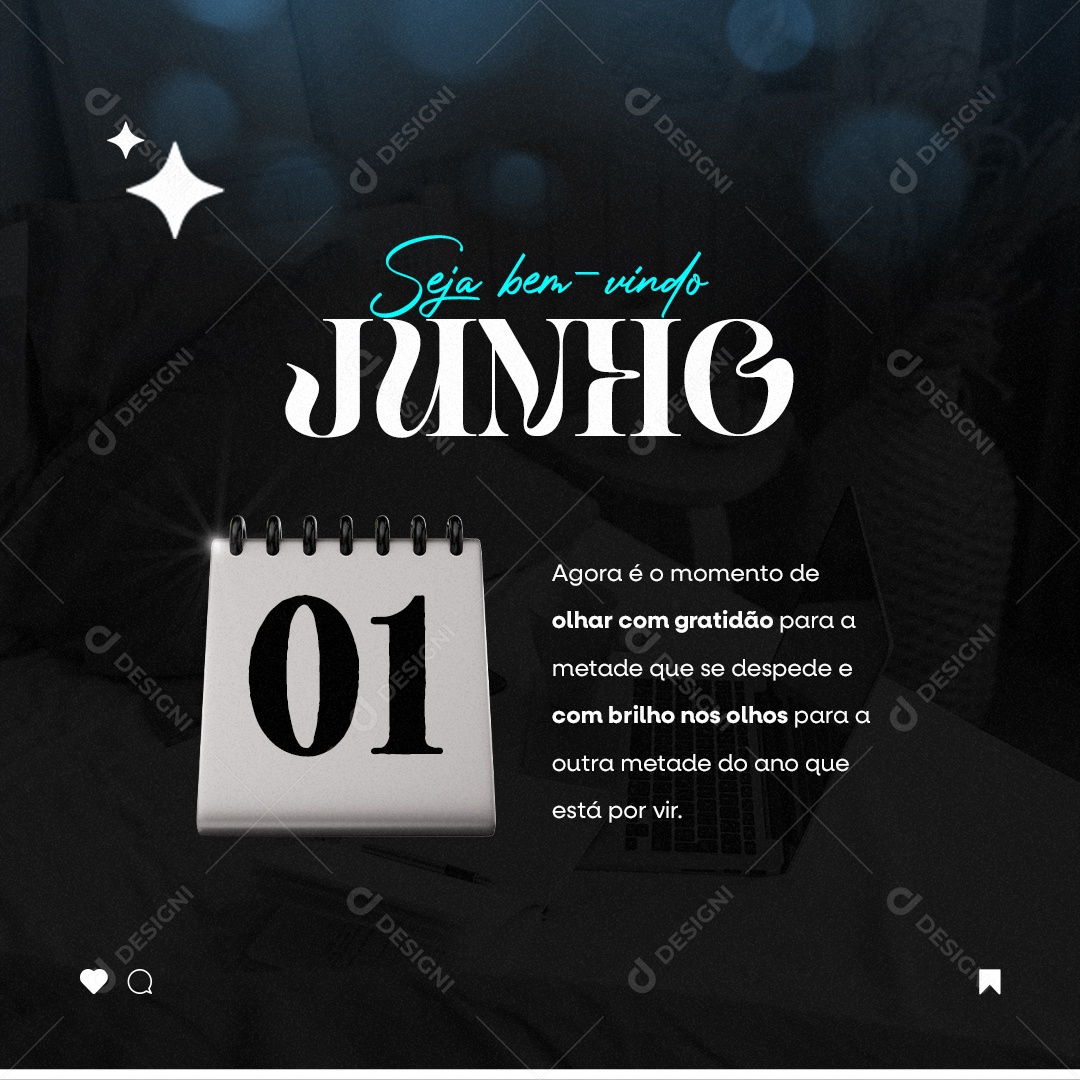 Agora é o Momento De Olhar Com Gratidão Bem Vindo Julho Social Media PSD Editável