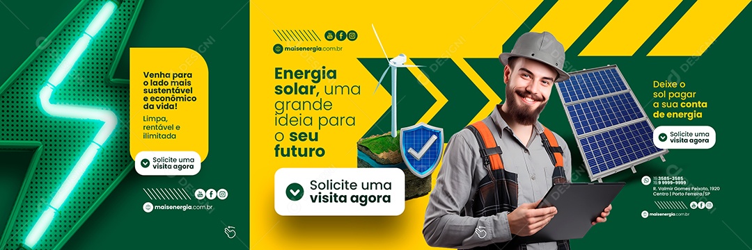 Energia Solar Uma Grande Ideia Para O Seu Futuro Carrossel Social Media PSD Editável
