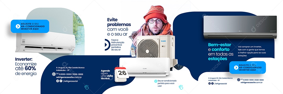 Evite Problemas Com Você e o Seu Ar Ar Condicionado Carrossel Social Media PSD Editável