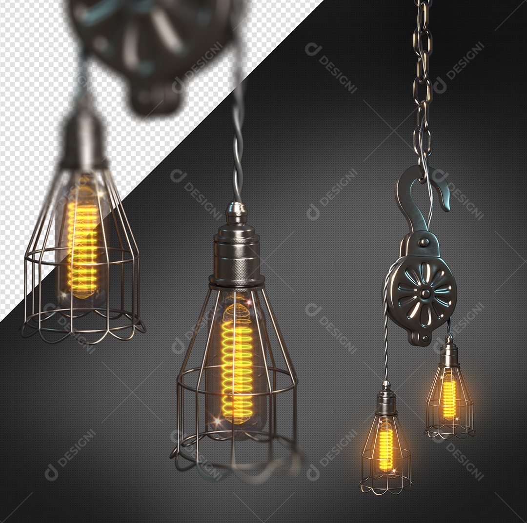 Luminária Antiga Elemento 3D Para Composição PSD